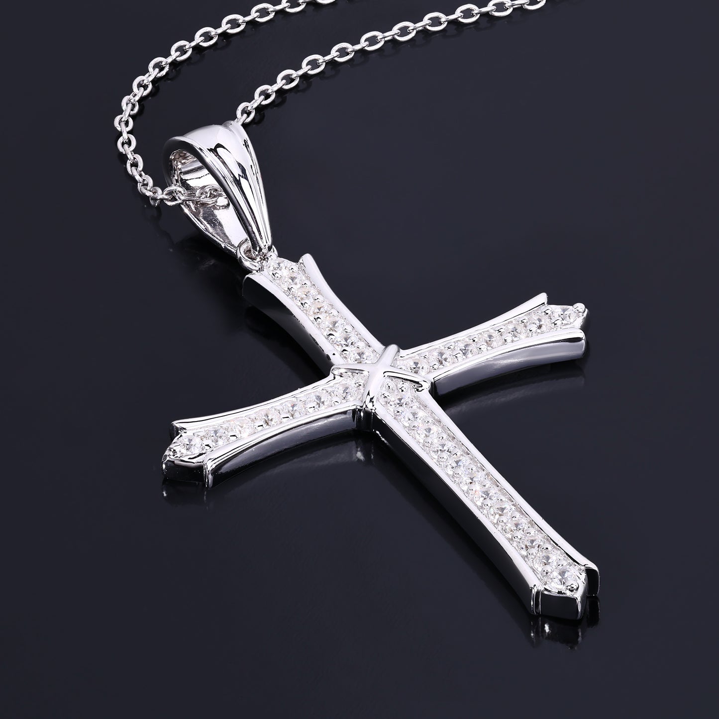 THREE ROW CROSS PENDANT