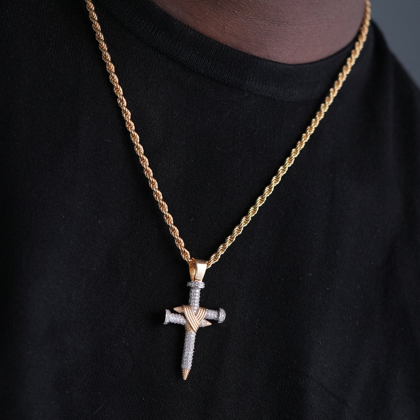 Double Nail Cross X Pendant
