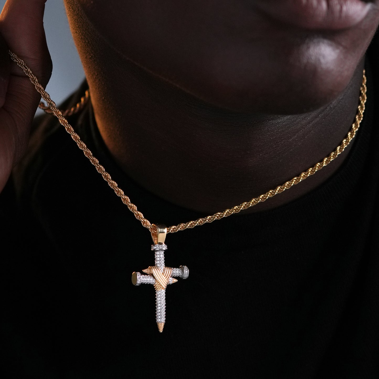 Double Nail Cross X Pendant