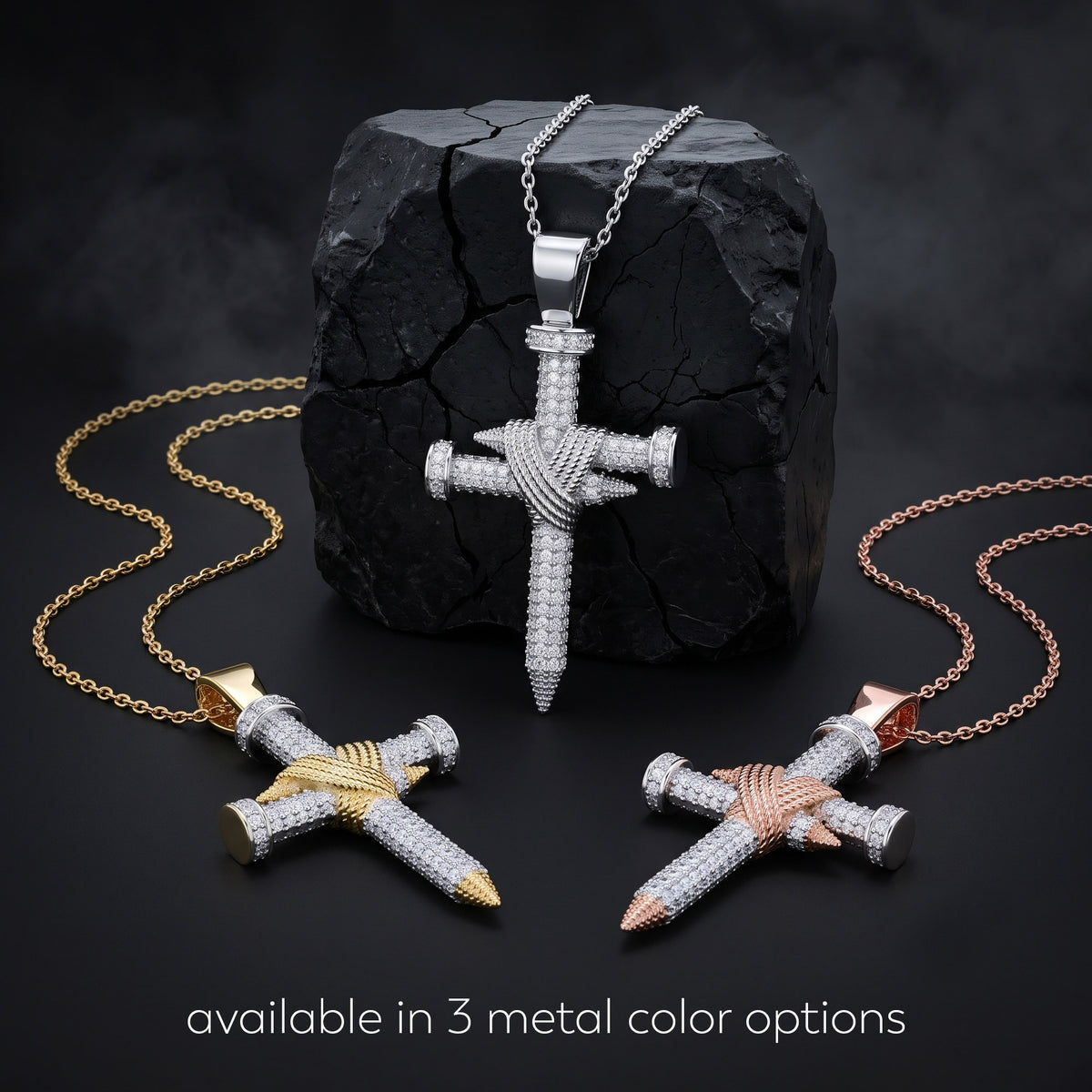 Double Nail Cross X Pendant