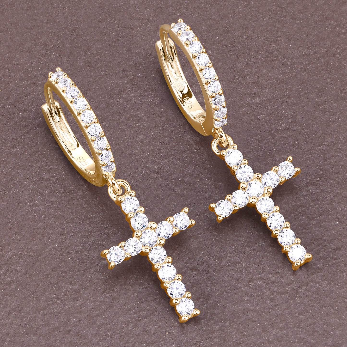 Single Row Cross Earrings