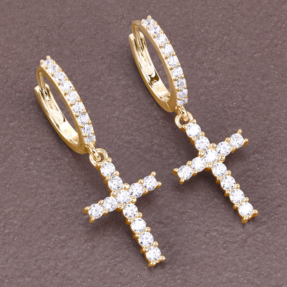 Single Row Cross Earrings