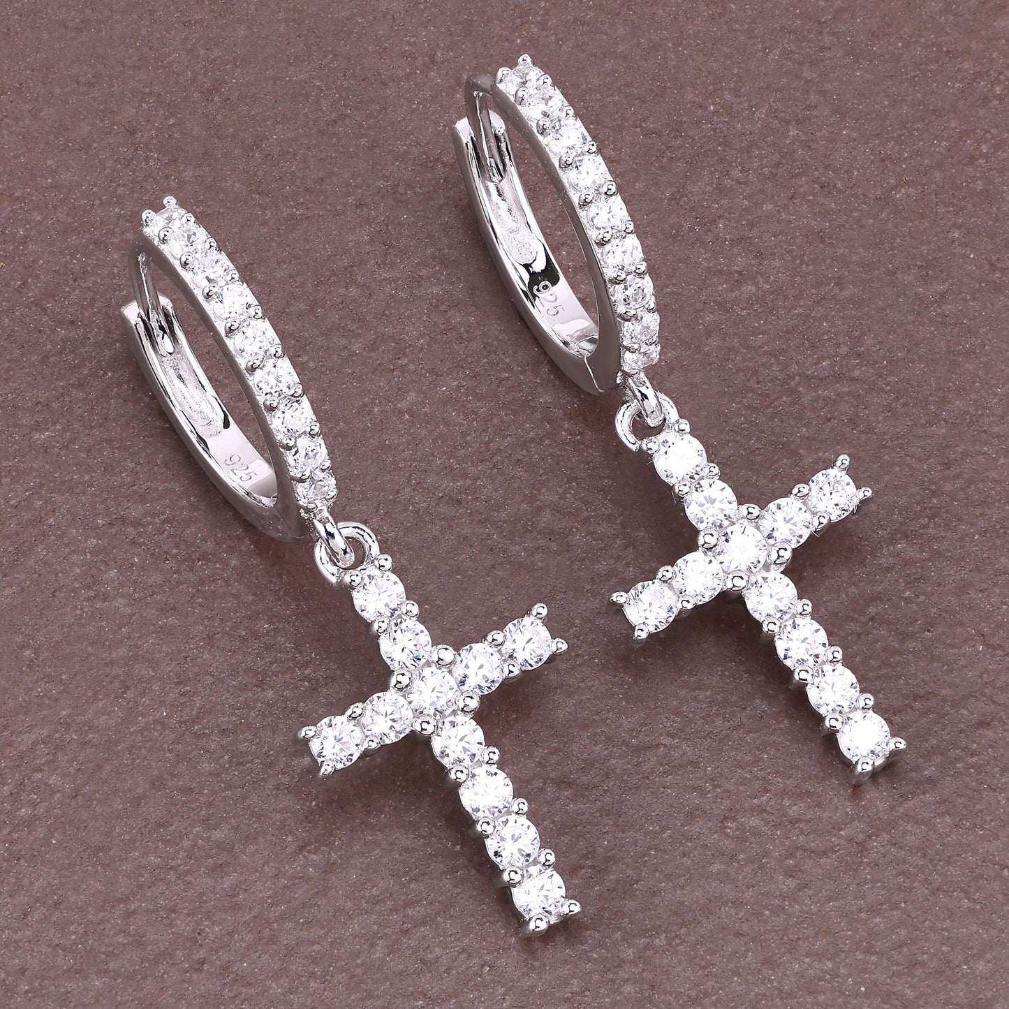 Single Row Cross Earrings