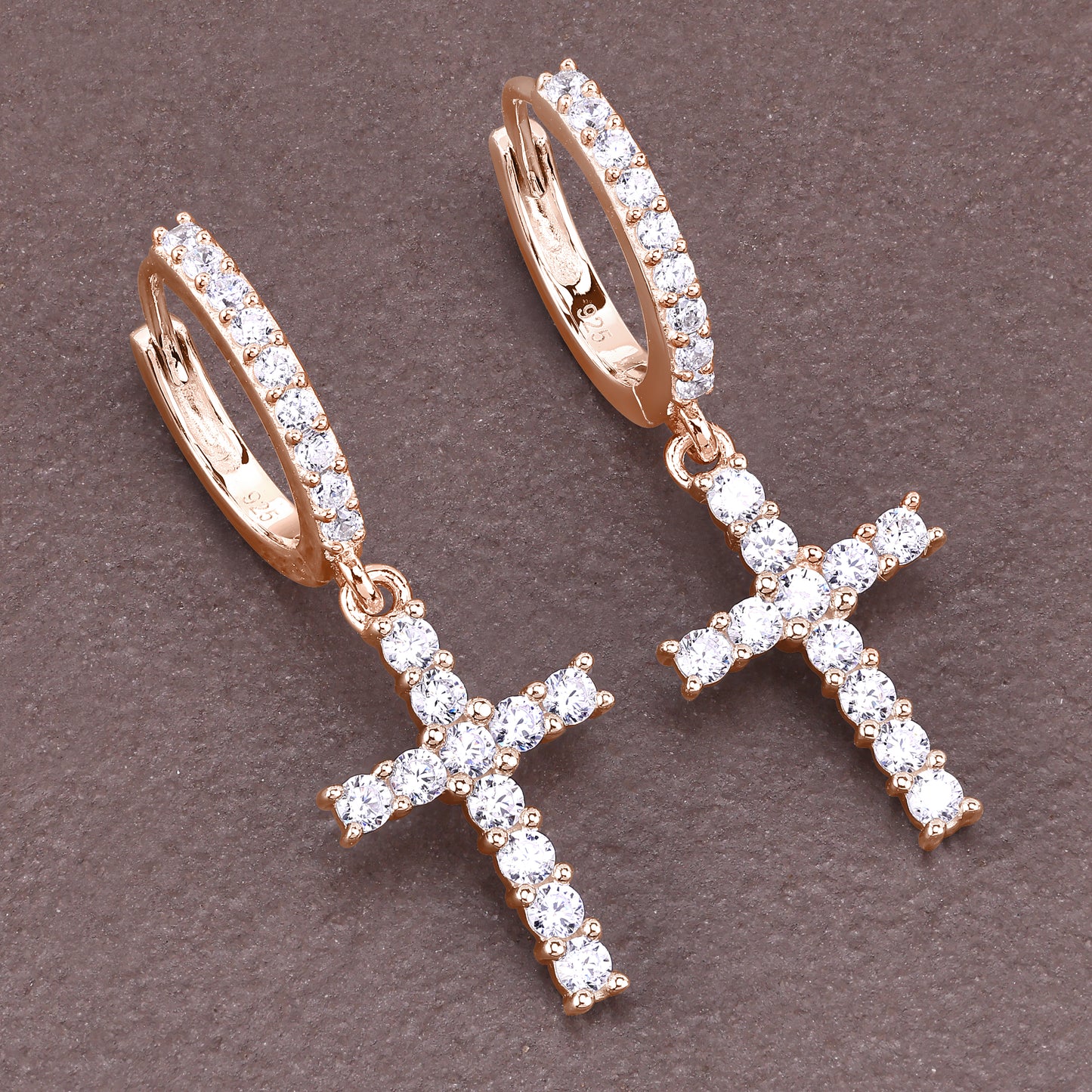Single Row Cross Earrings