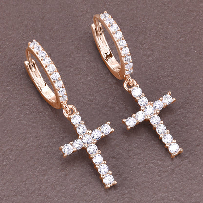 Single Row Cross Earrings