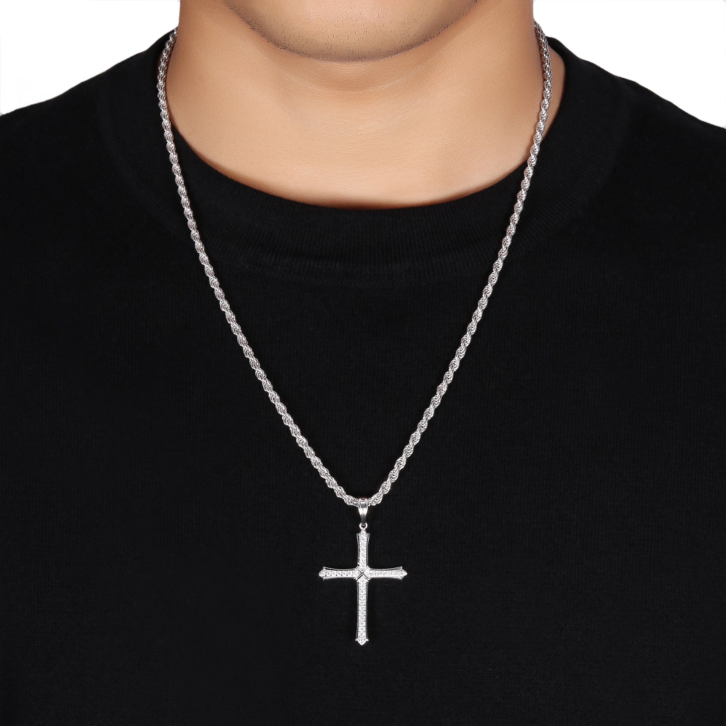 THREE ROW CROSS PENDANT