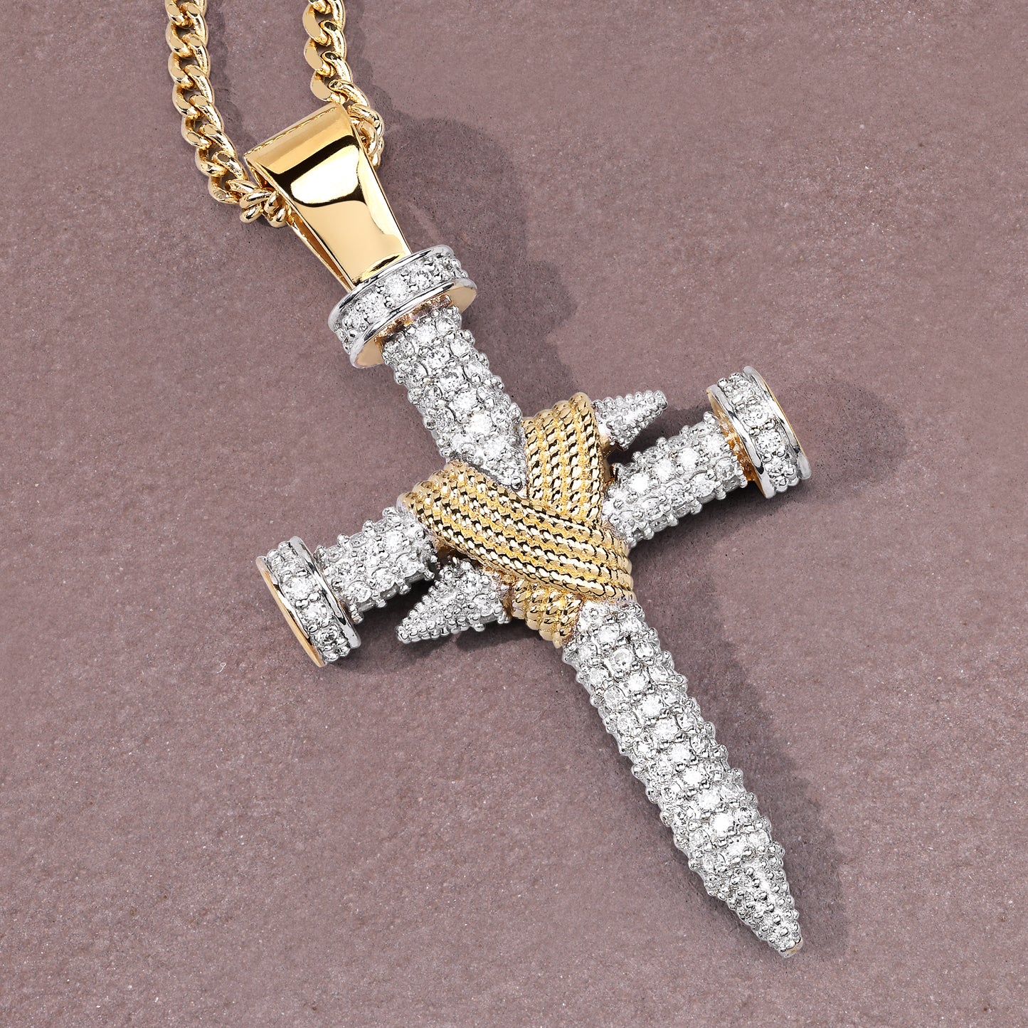Double Nail Cross X Pendant