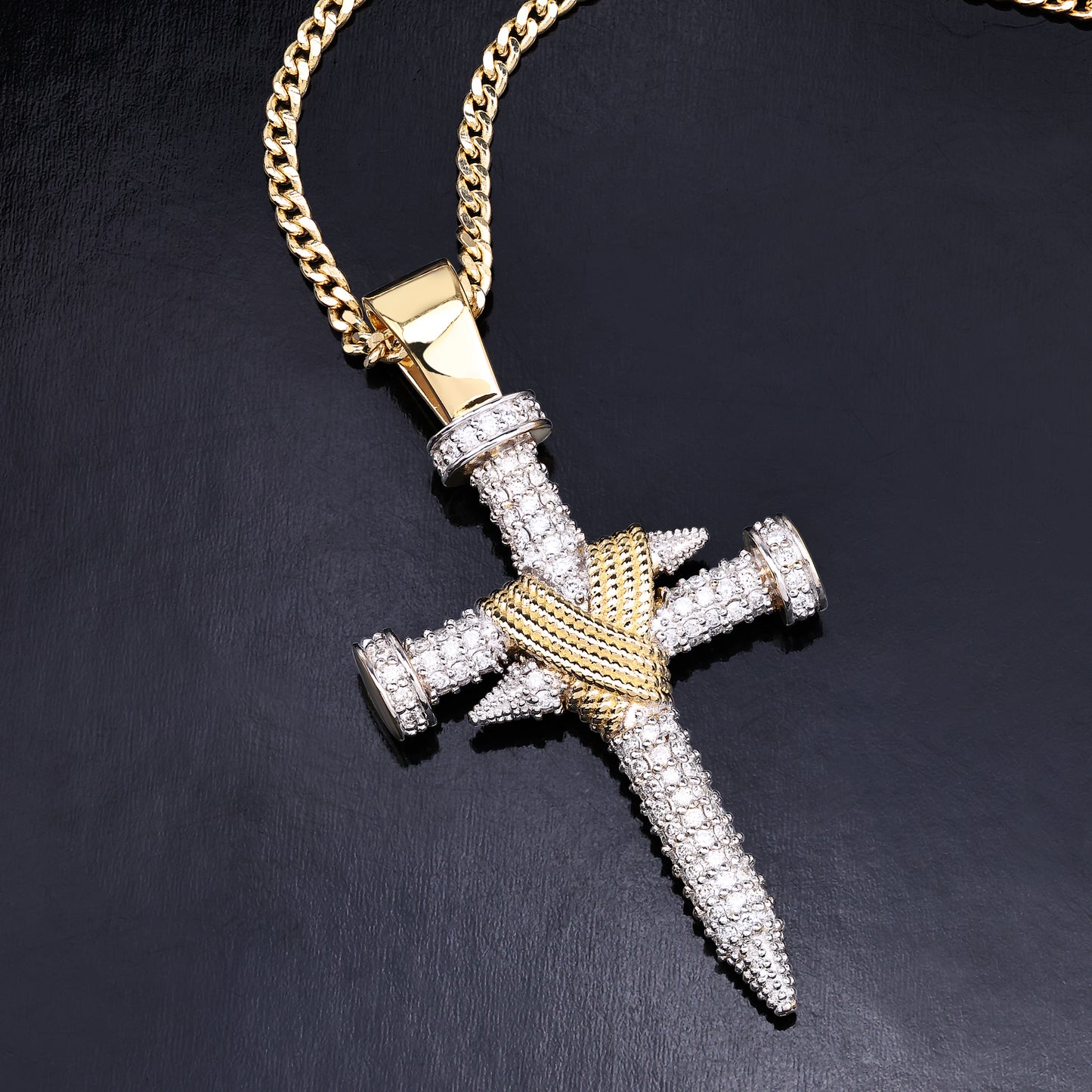 Double Nail Cross X Pendant