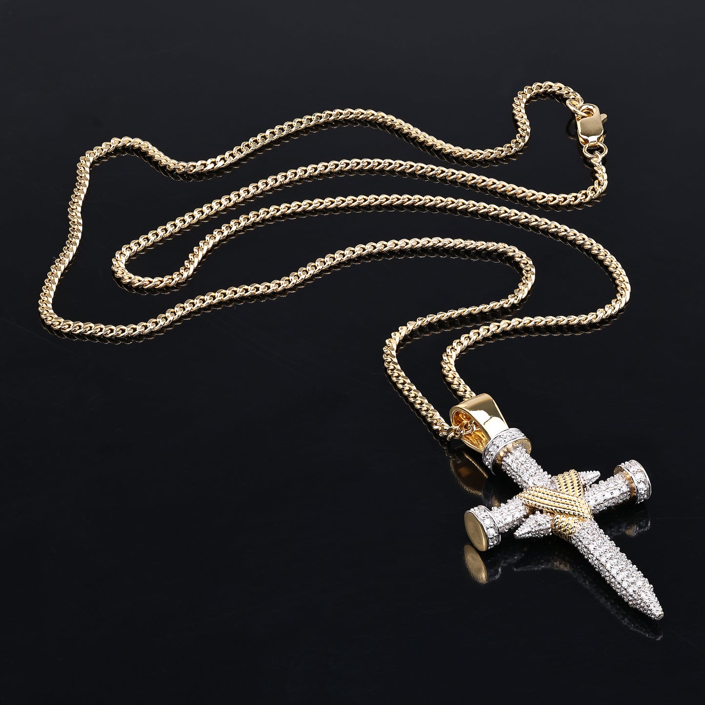 Double Nail Cross X Pendant