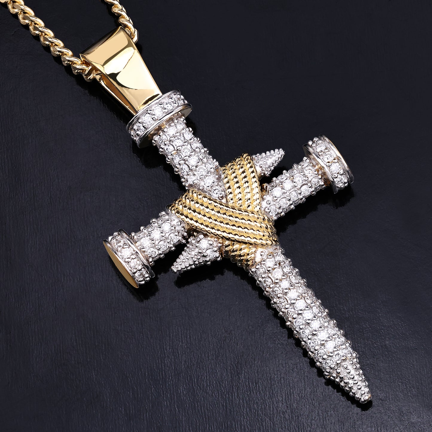 Double Nail Cross X Pendant