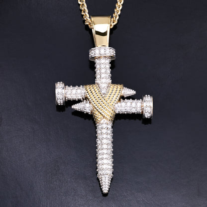 Double Nail Cross X Pendant