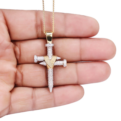 Double Nail Cross X Pendant