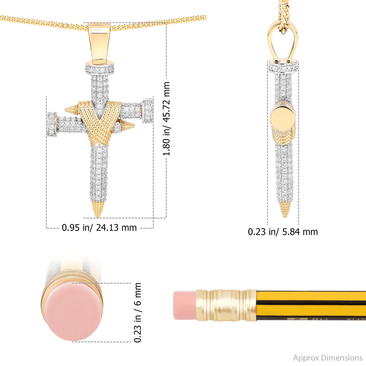 Double Nail Cross X Pendant