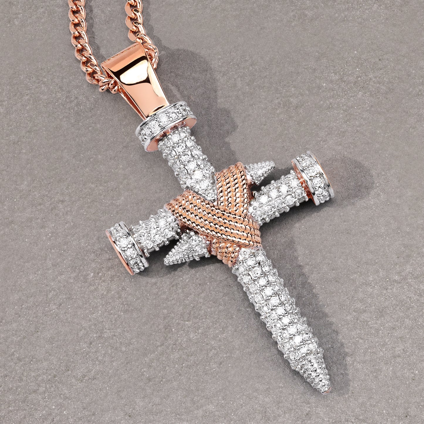 Double Nail Cross X Pendant