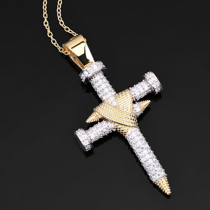 Double Nail Cross X Pendant