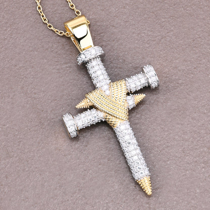 Double Nail Cross X Pendant