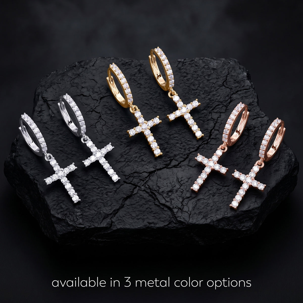 Single Row Cross Earrings